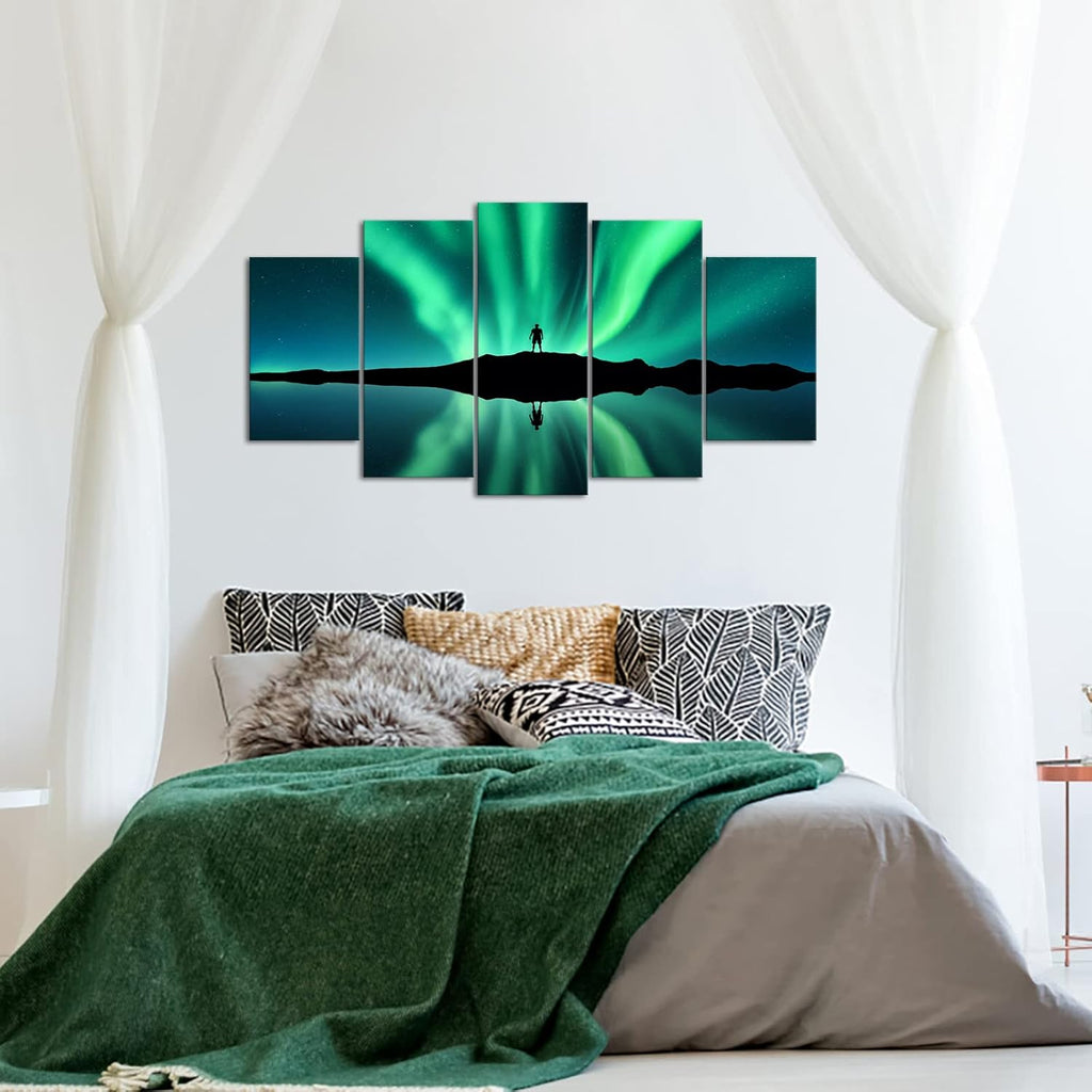 Green Aurora Borealis Canvas Wall Art Stretched and Framed G6174
