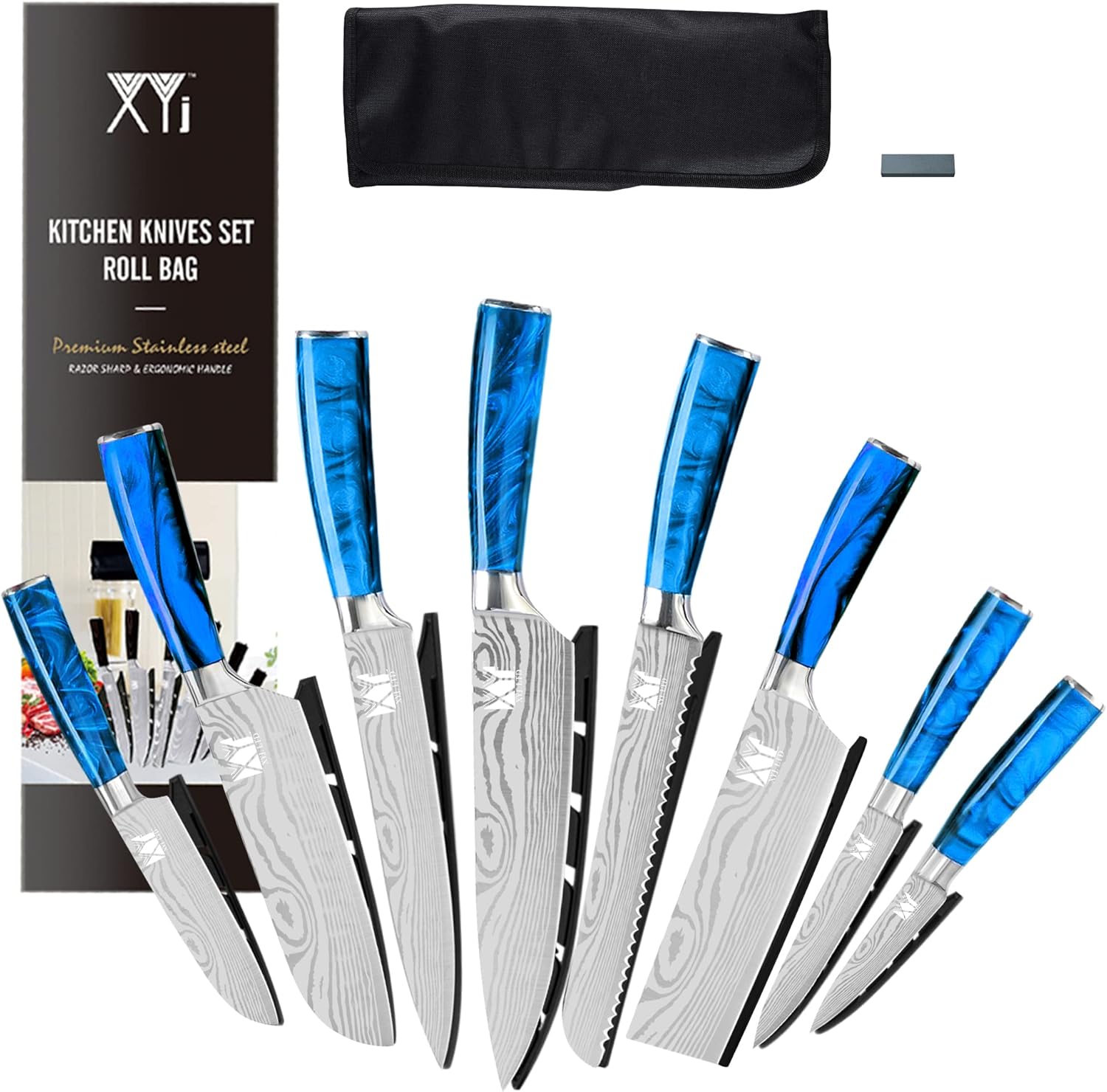 8-pieces Stainless Steel Kitchen Knife Set with Carry Roll Bag L3811