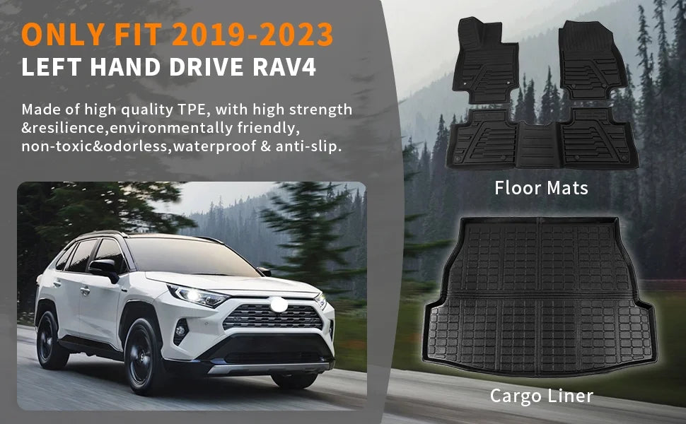 TPE Cargo Liner Trunk Floor Mats for Toyota Rav4 (Set of 4 Mats) J743