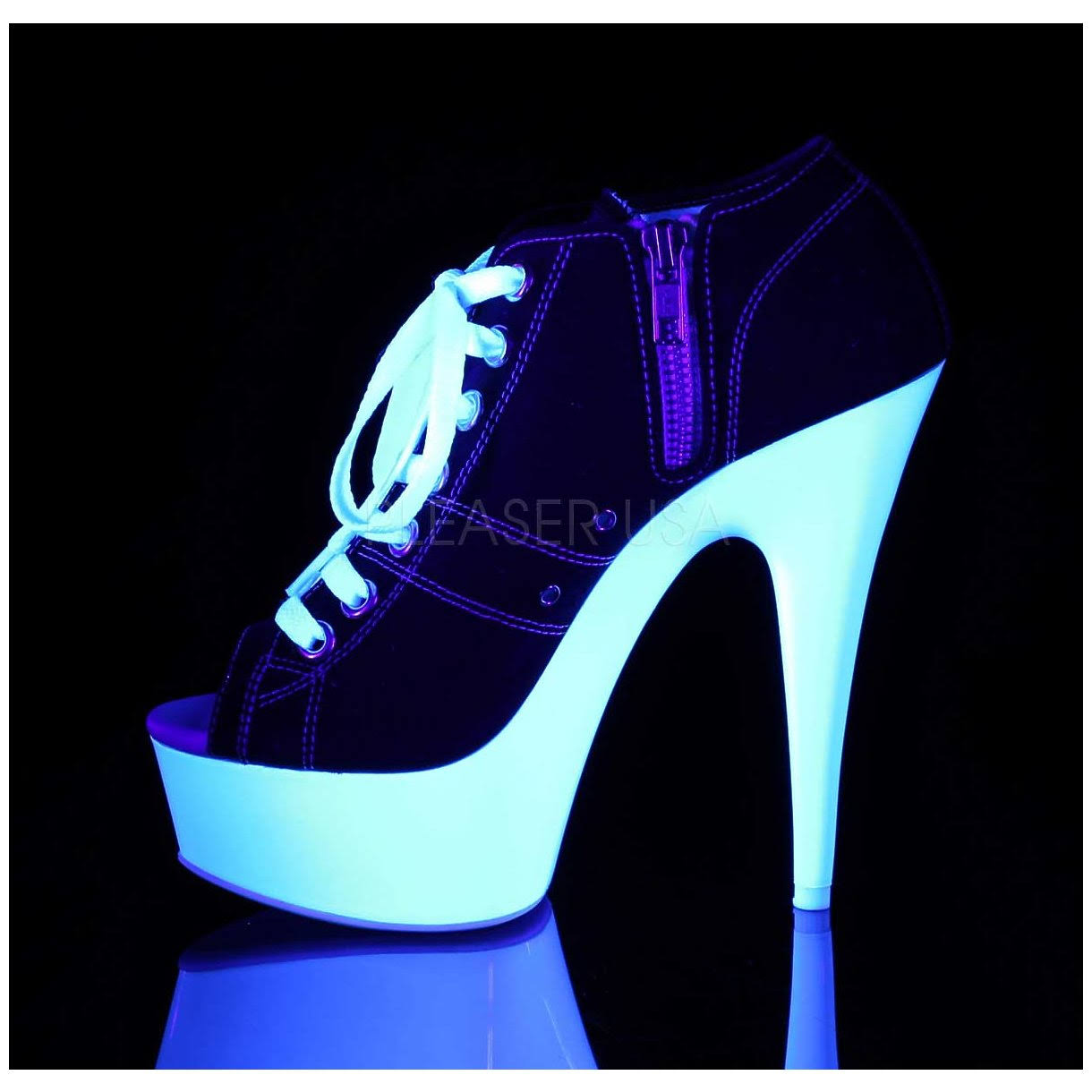 12 Black Canvas Neon White Pleaser E586