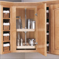 Natural Wood 20 inch D-Shaped 2 Shelf Lazy Susan Set U45319