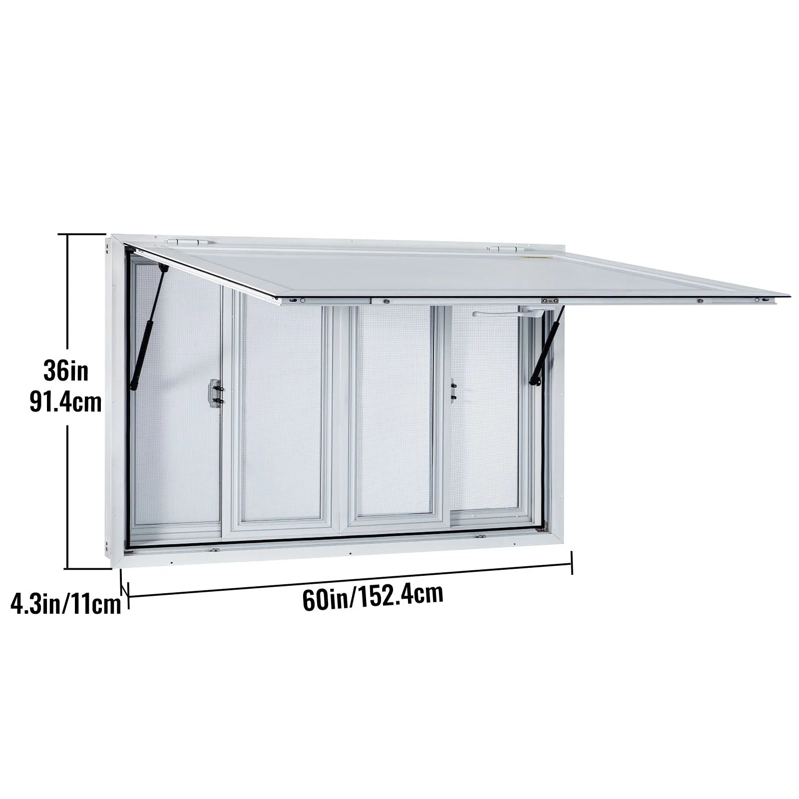60 x 36 inches Aluminum Food Truck Service Window with 4 Horizontal Sliding Screens X1873