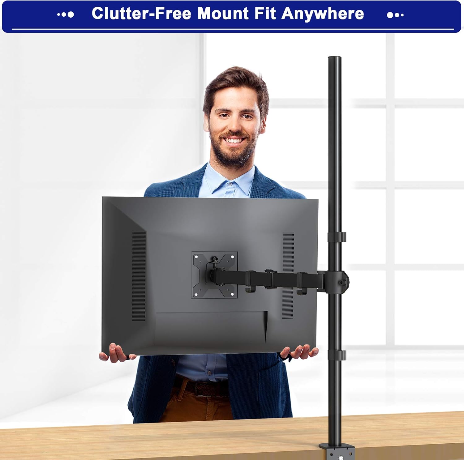 Single Monitor Mount 13-35 Inch, 39 Inch Tall, Fully Adjustable Arm, Pack of 2 Z802
