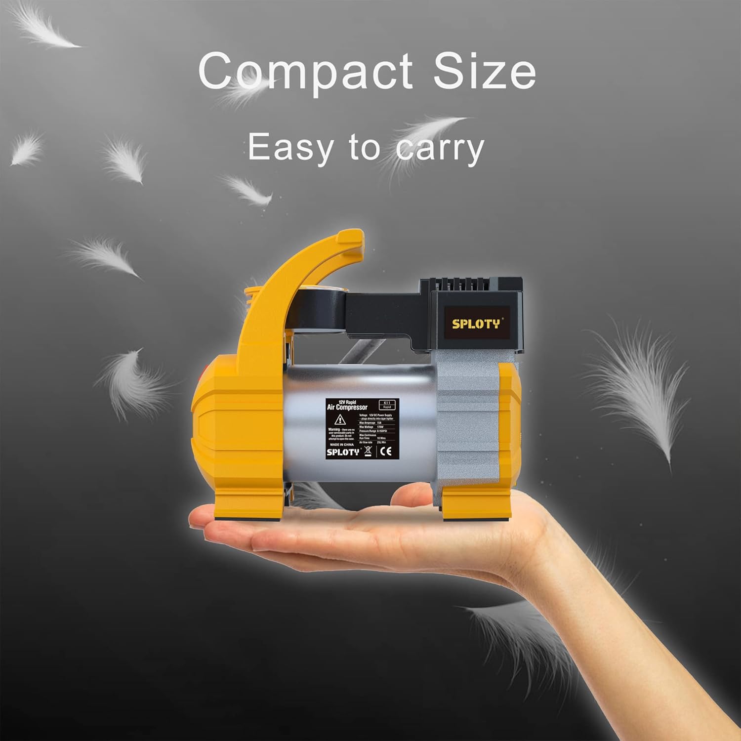 12V DC 140W Portable Tire Inflator with LED Light R3844