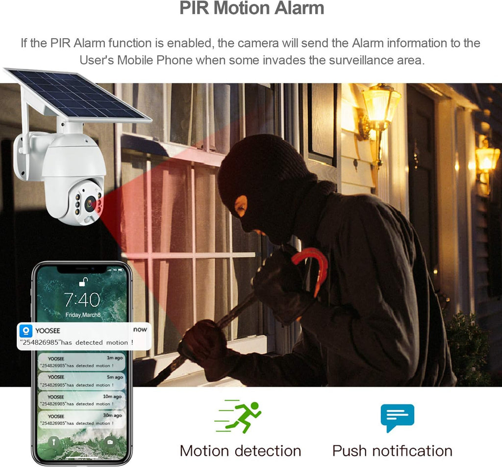 Wireless Solar Powered PTZ Security Camera with Rechargeable Battery N332