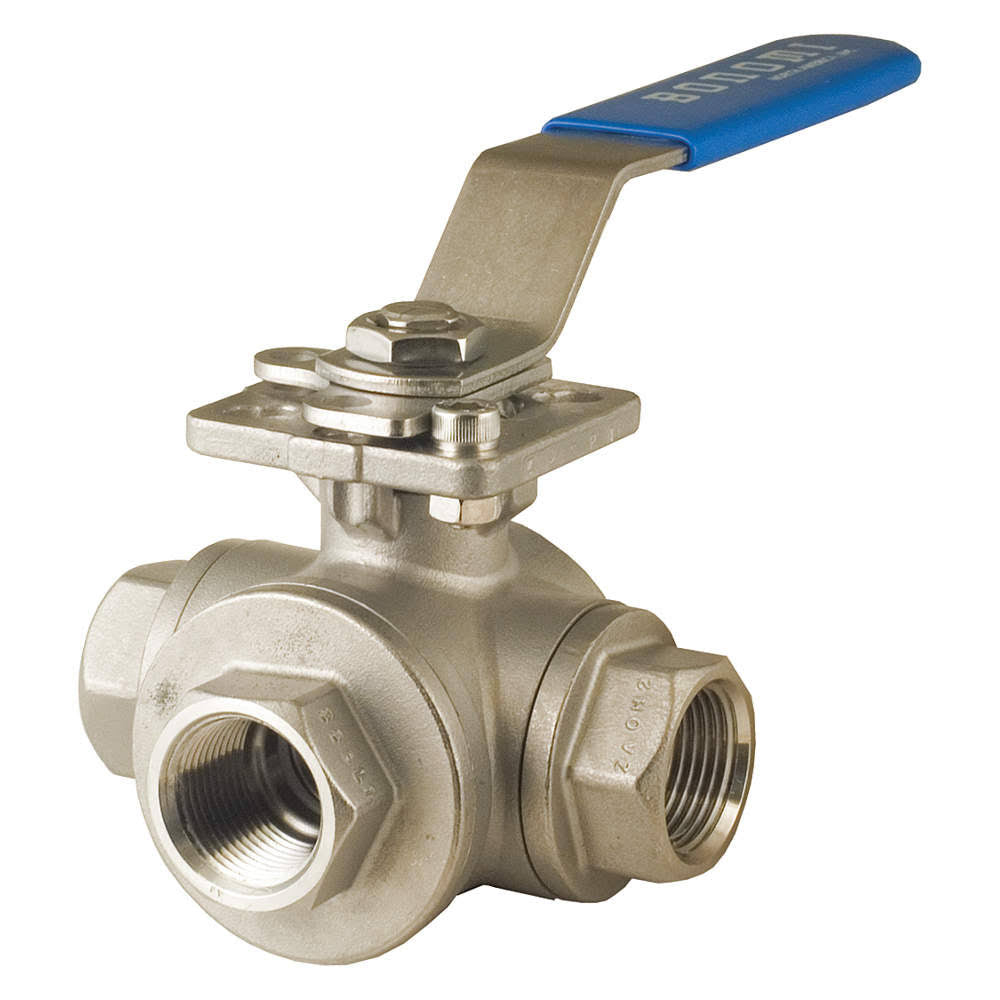 3/4 in 3-Way 3-Piece 316 Stainless Steel Ball Valve B8096