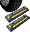 2 Pack Rubber Parking Guide Blocks with Yellow Reflective Stripes 21.25x5.7x3.54 N824