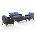 4Pc Outdoor Wicker Conversation Set Blue/Brown M818937