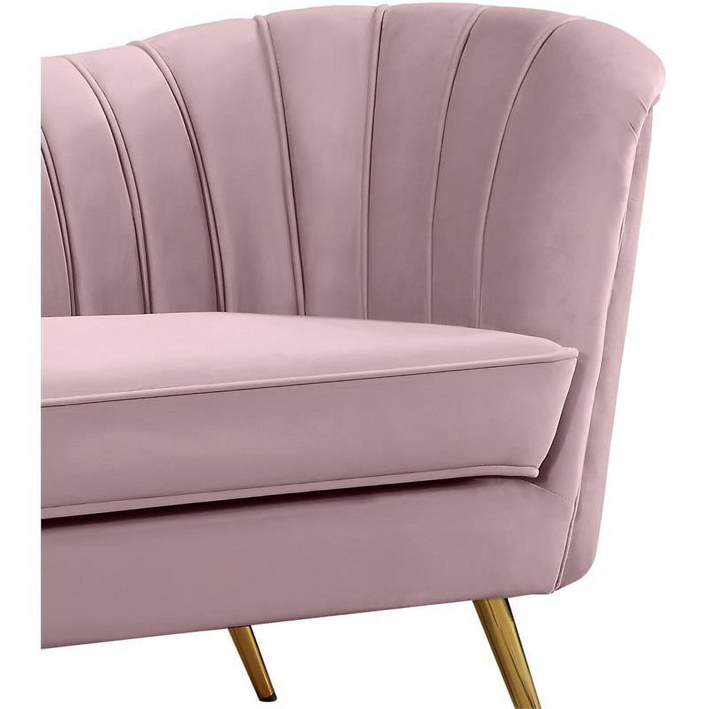 2-Piece Set with Velvet Accent Chair & Chaise in Pink and Gold F6396