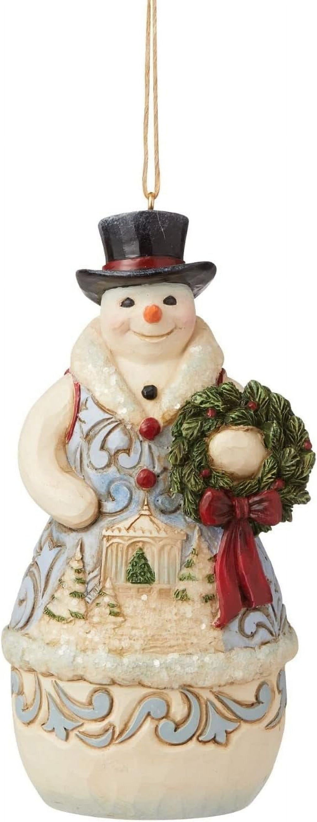 Victorian Snowman With Wreath Ornament C2226