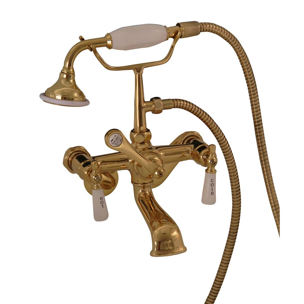 Polished Brass Tub Wall-Mounted Faucet with Hand Shower U886571