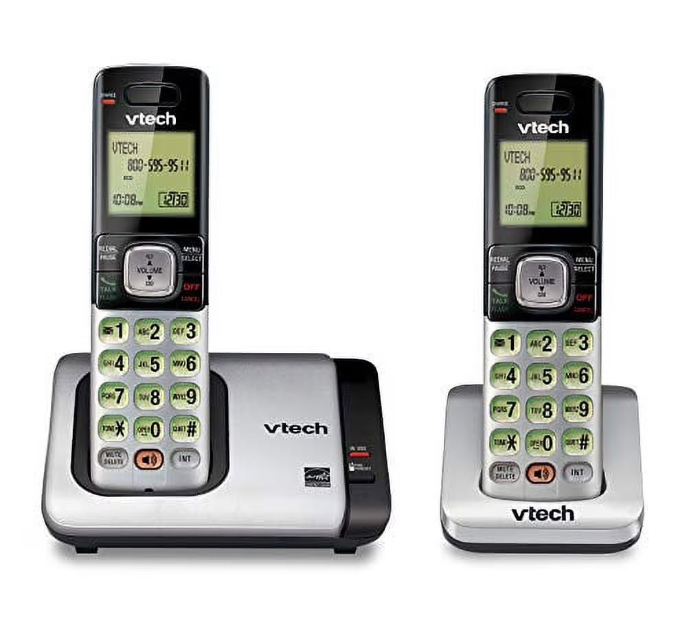 2-Handset Expandable Cordless Phone with Caller ID, Silver E404