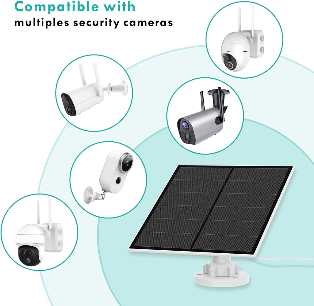 Solar Panel for Rechargeable Battery Security Camera, IP65 Waterproof, Micro USB, 360° Adjustable Wall Mounting Bracket I82488