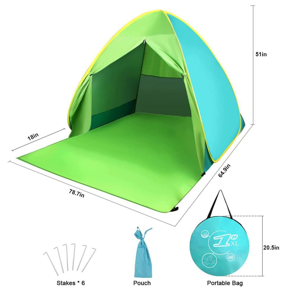 Green/Cyan Pop Up Beach Tent with Carry Bag S8108