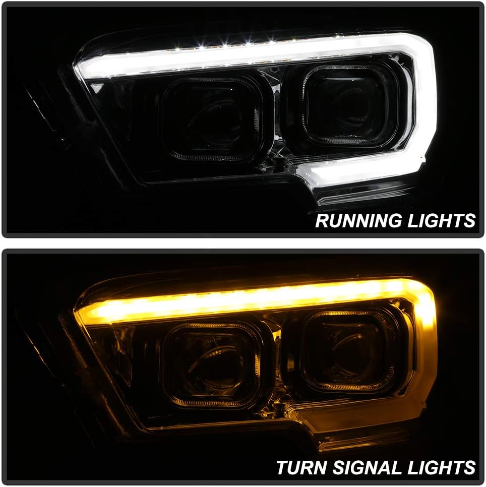 Chrome LED Sequential Signal DRL Headlamps for 2016-2018 Toyota Tacoma SR M355514
