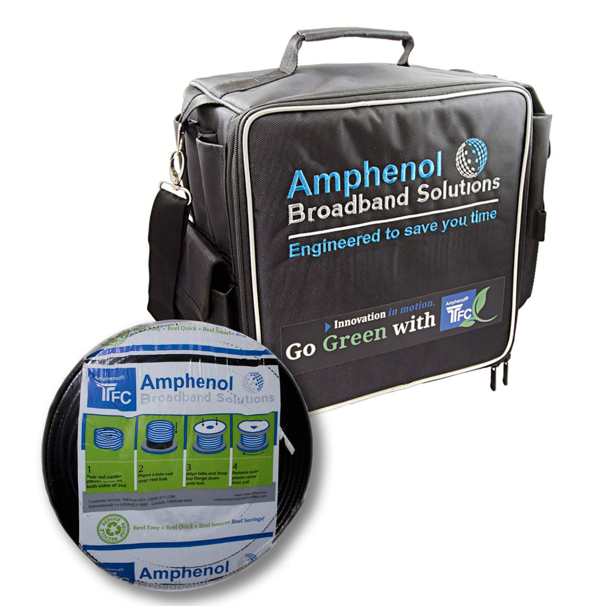 Kit of Service Bag, Reel, and 500' White and Black Cables A19958