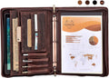 Dark Brown Genuine Leather Padfolio Binder with YKK Zipper P59526