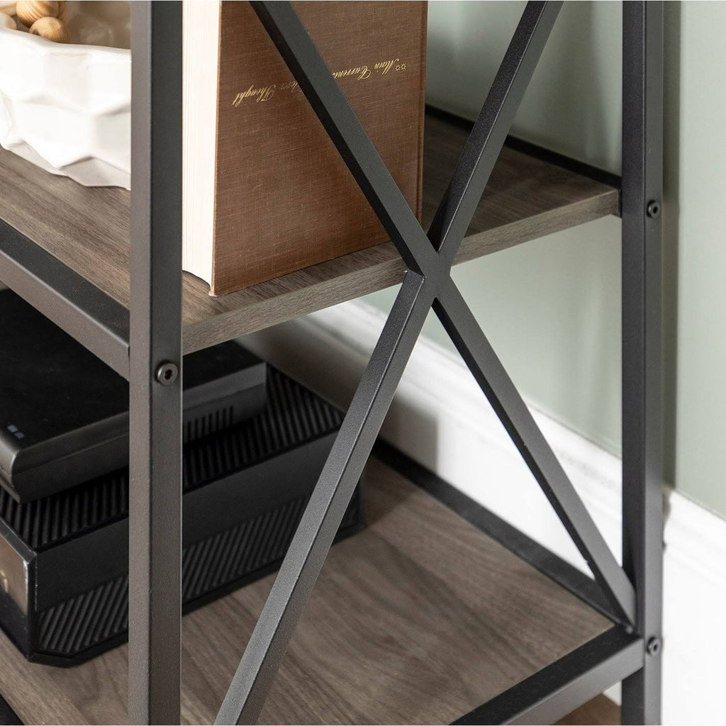 Dark Walnut / Black Metal X-Frame Bookshelf E971389