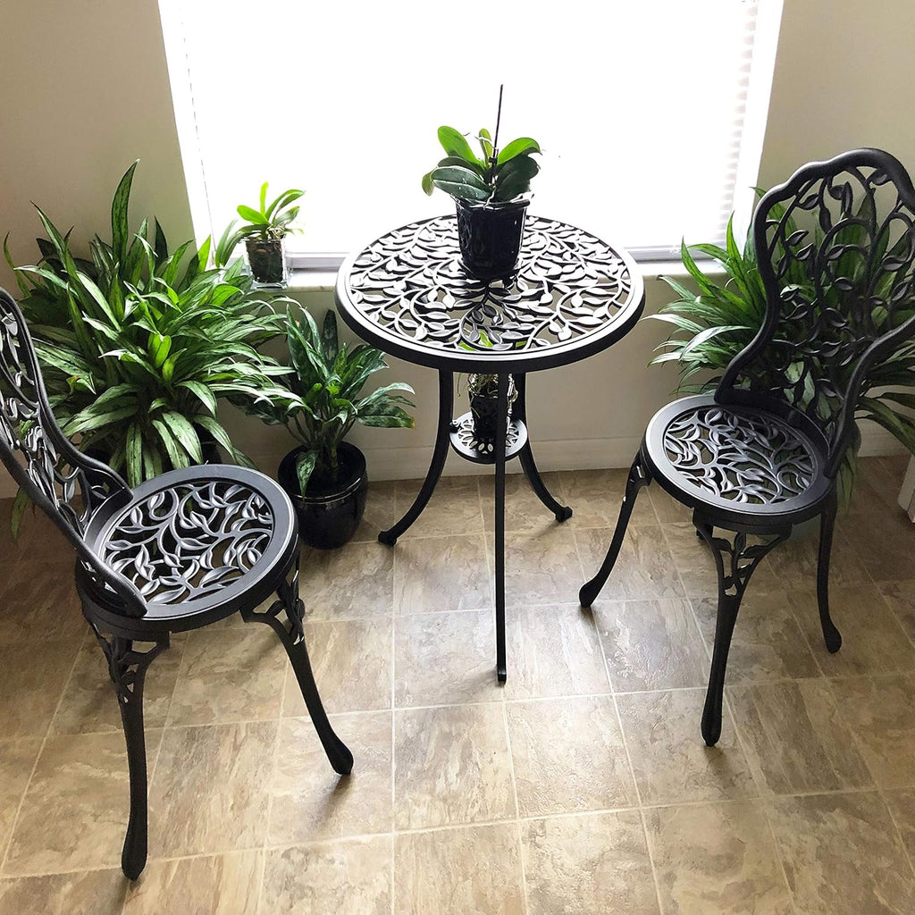 3-Piece Black Outdoor Cast Aluminum Patio Bistro Set P276