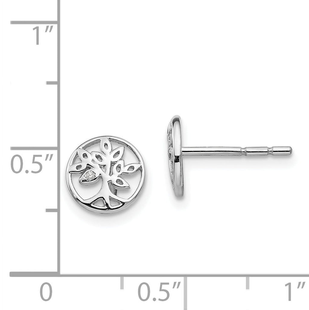 Sterling Silver Diamond Tree Post Earrings F995