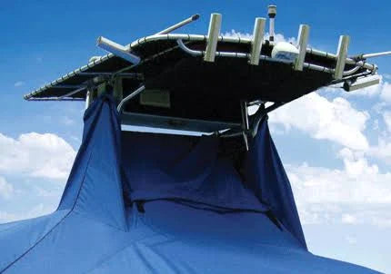 22 x 102 Boat Cover with Fixed T-Tops and Bow Rails P531