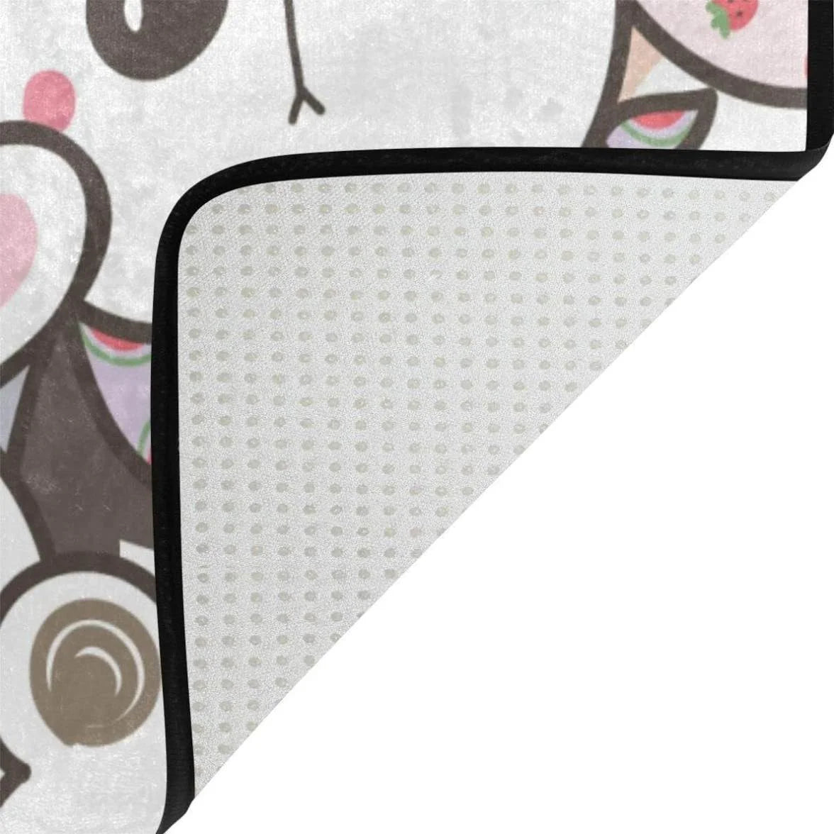 Panda and Bunny Illustration Design Area Rug, 80"x 58" Washable Non Slip Soft Carpet S251739