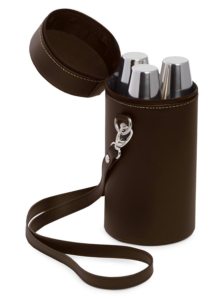 7-Piece Flask Set in Leather Carrying Case F8808