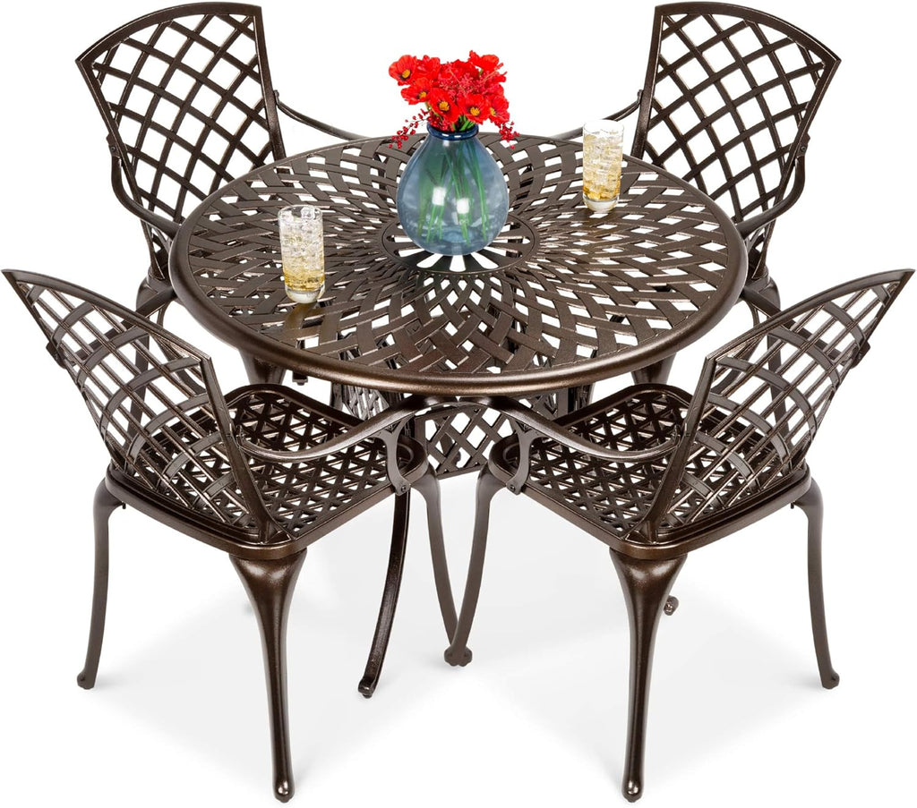 5-Piece Outdoor Cast Aluminum Dining Set with 4 Chairs A251