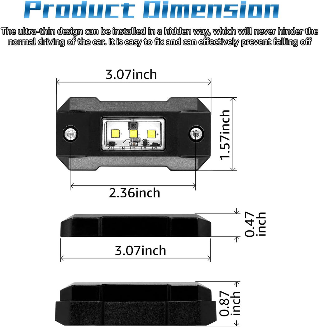 White 16 Pod Waterproof LED Rock Lights for Car Truck SUV Offroad Boat ATV UTV W83045