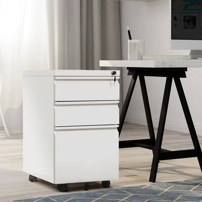 White 3-Drawer Vertical Filing Cabinet J86481