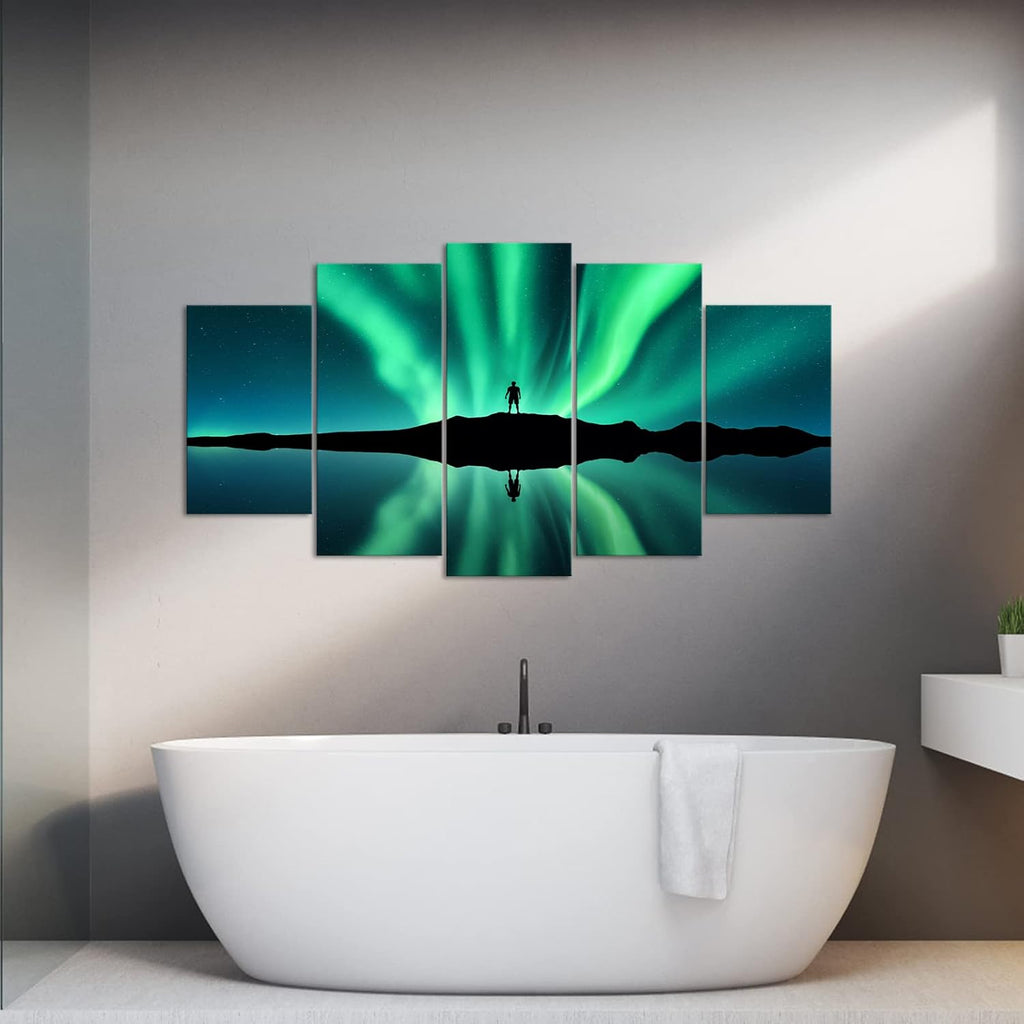 Green Aurora Borealis Canvas Wall Art Stretched and Framed G6174