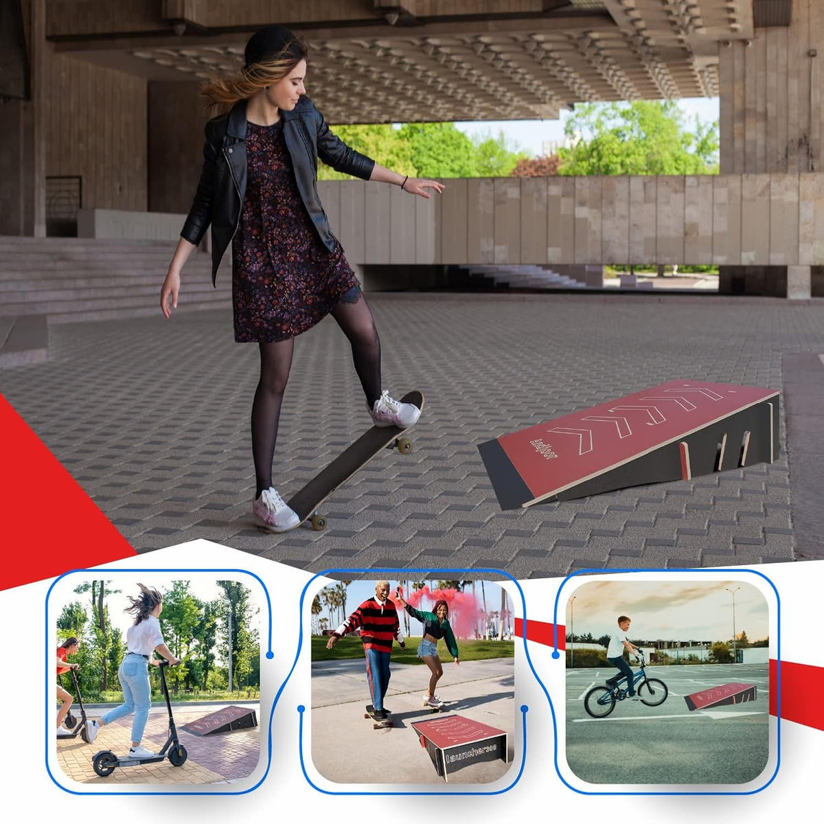 Skateboard ramp Bike ramp Scooter ramp Skate ramp RC ramp BMX ramp RC car ramp Bike ramps for Kids Jumping Skateboard Accessories Display Skateboard Rack Floor Stand Holder F725775
