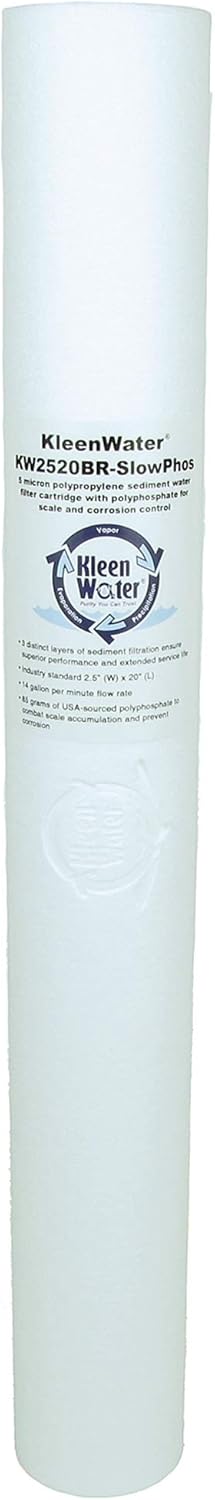 Scale and Corrosion Protection Water Filter Replacement Cartridges with Polyphospate filled core, 5 Micron, Set of 4 N178