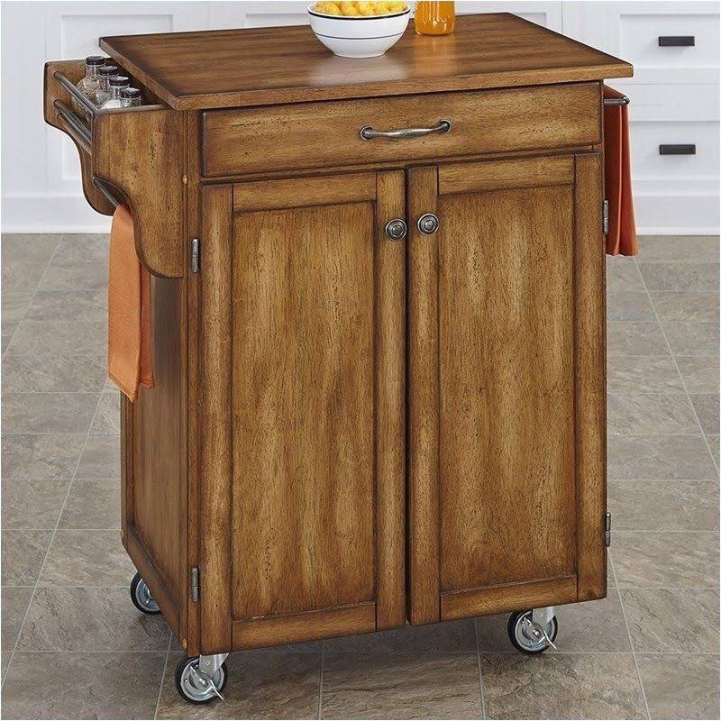 Wood Top Kitchen Cart in Warm Oak V507226