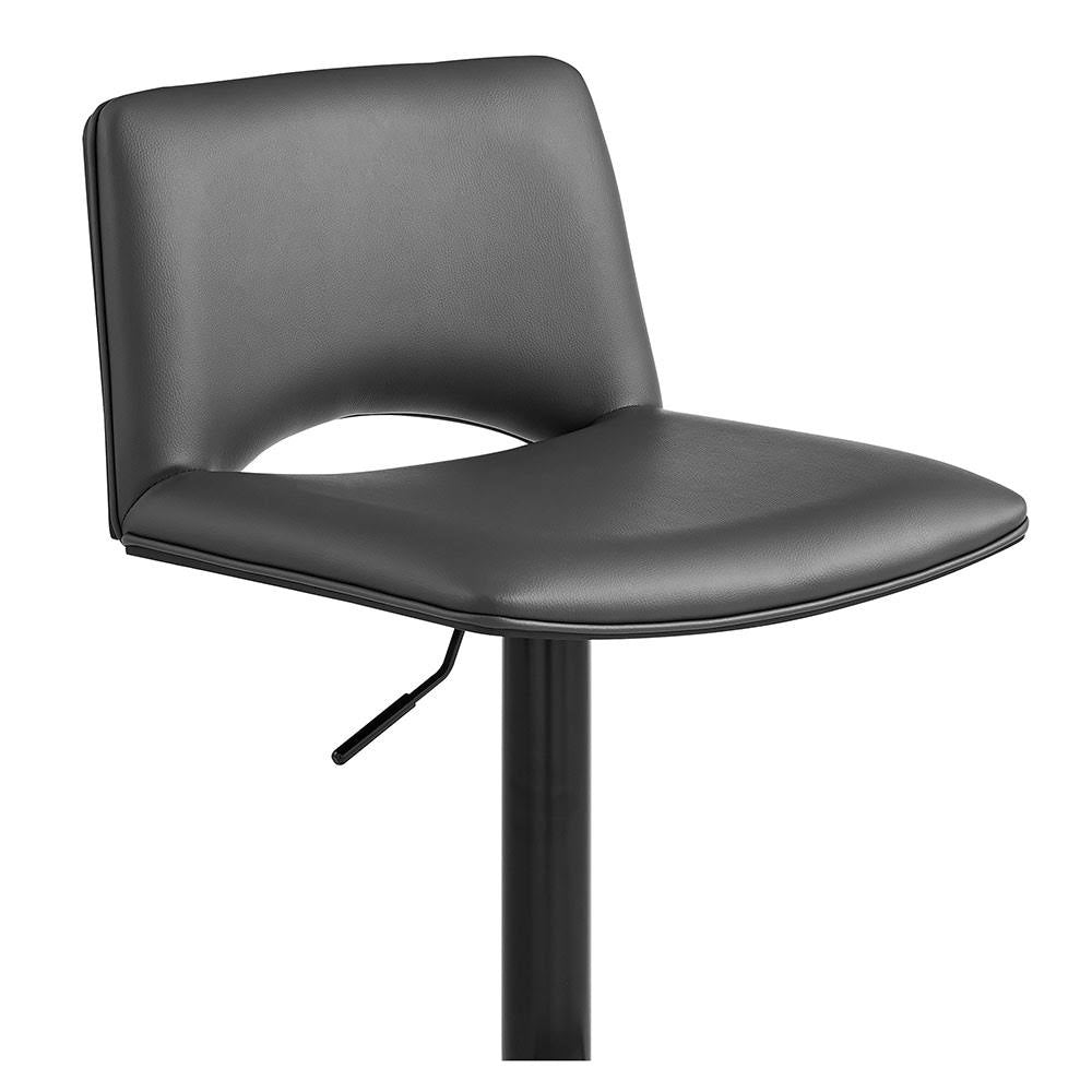 Gray Faux Leather and Black Metal Adjustable Swivel Bar Stool B36605