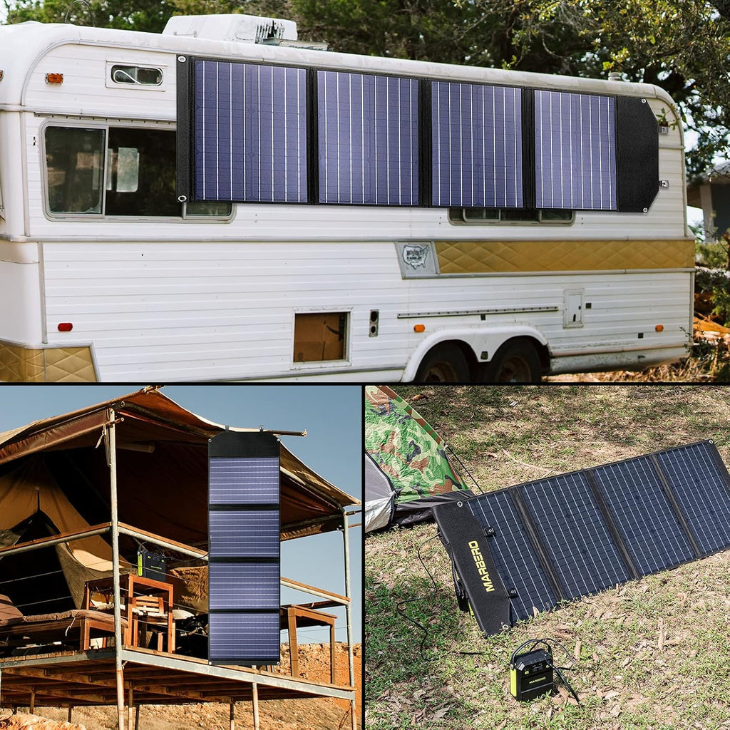100W Foldable Solar Panel Kit with 18V DC Output, 3 USB Ports R3745