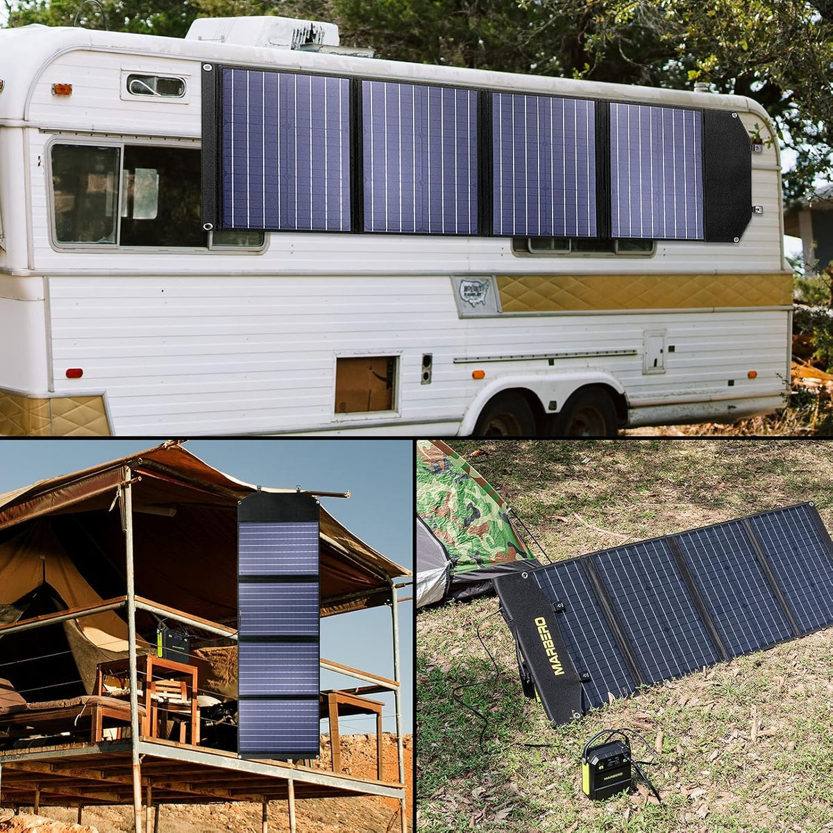100W Foldable Solar Panel Kit with 18V DC Output, 3 USB Ports R3745
