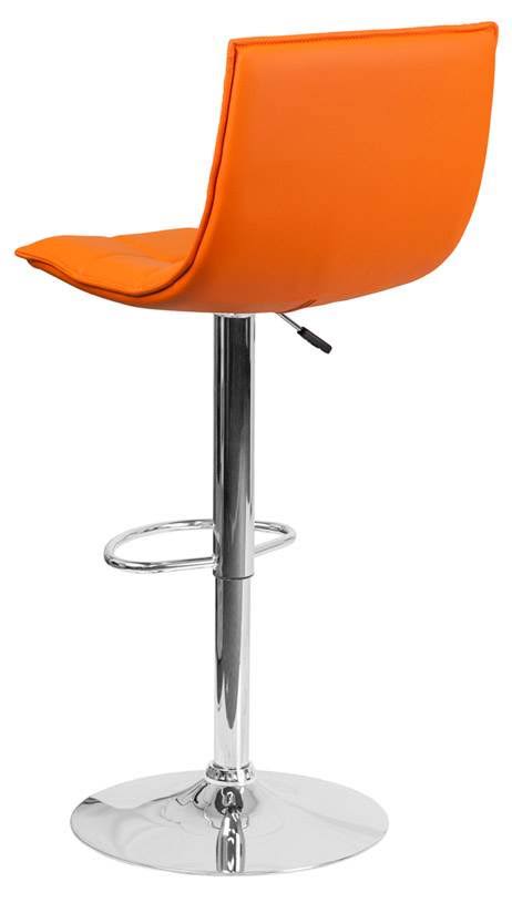 Orange Quilted Vinyl Adjustable Height Barstool with Chrome Base F866
