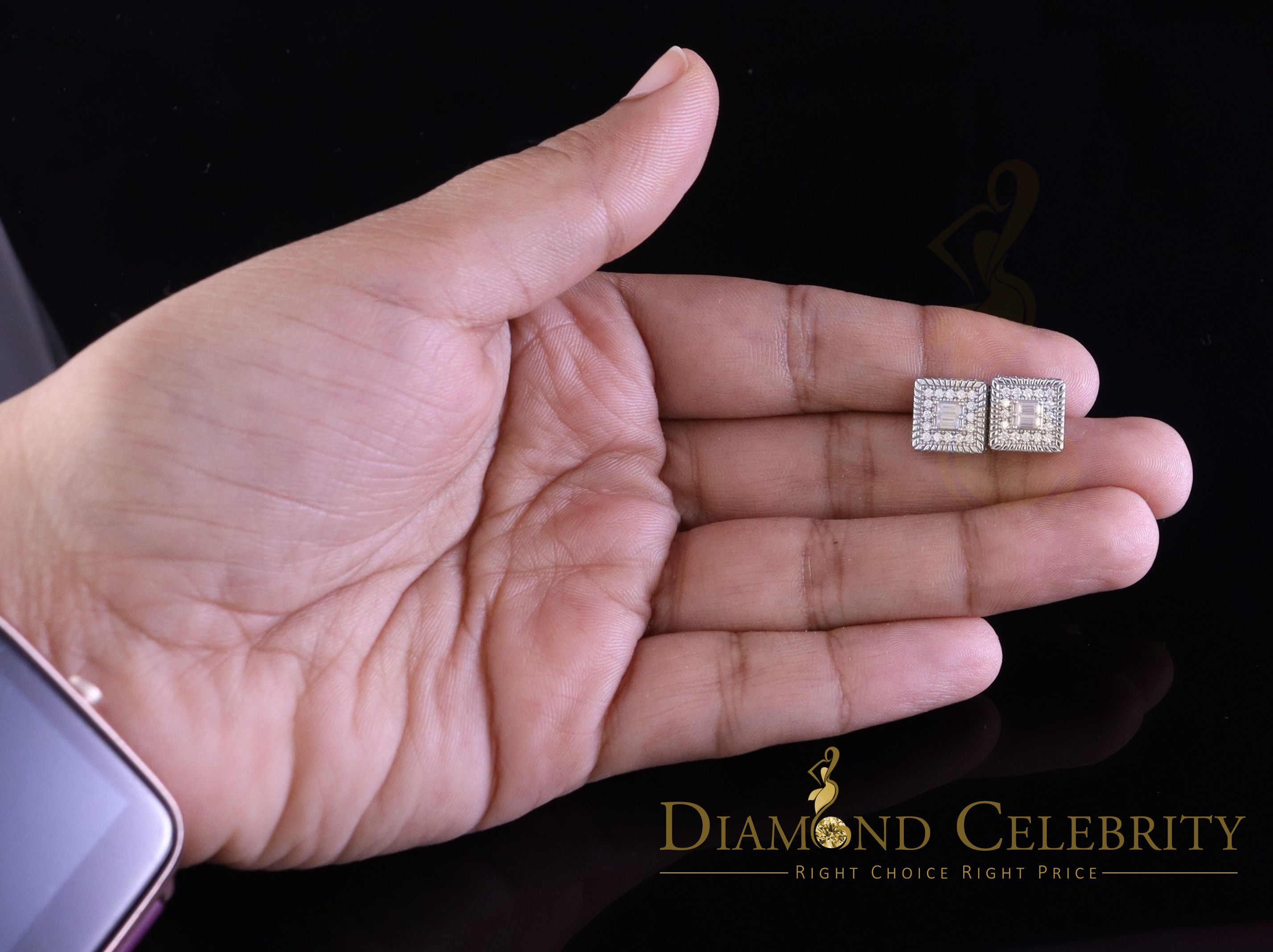1.0ct Moissanite 925 White Silver Square Stud Earrings K834832