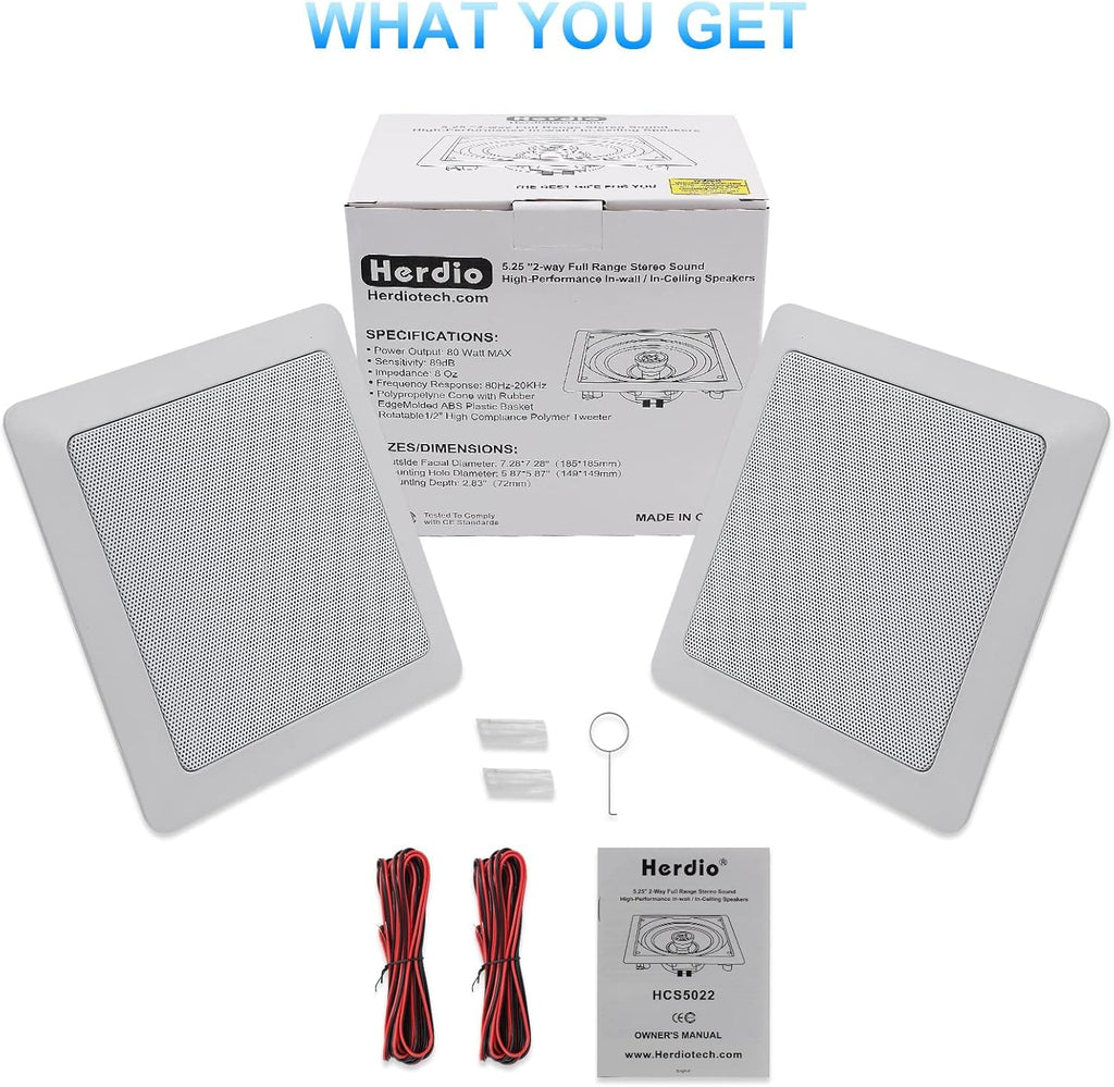 5.25 Inch 160W Flush Mount Ceiling Speakers Pack of 2 W120260