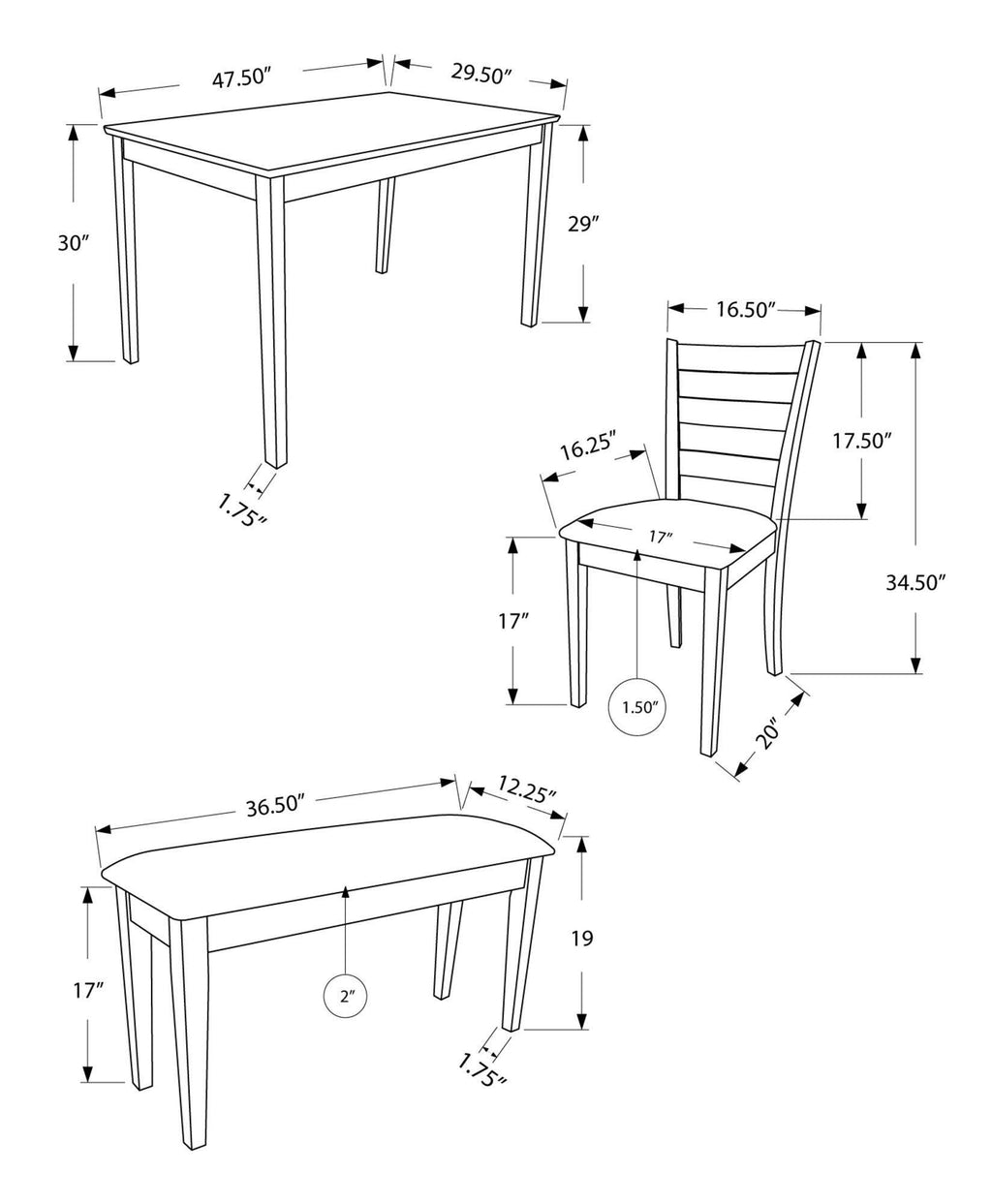 5pcs Solid Wood Dining Set Q98267