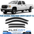 Rain Guards for GMC Sierra 2500HD/3500HD 2007-2014 Crew Cab, Tape-on Window Deflectors, 4pcs W2666