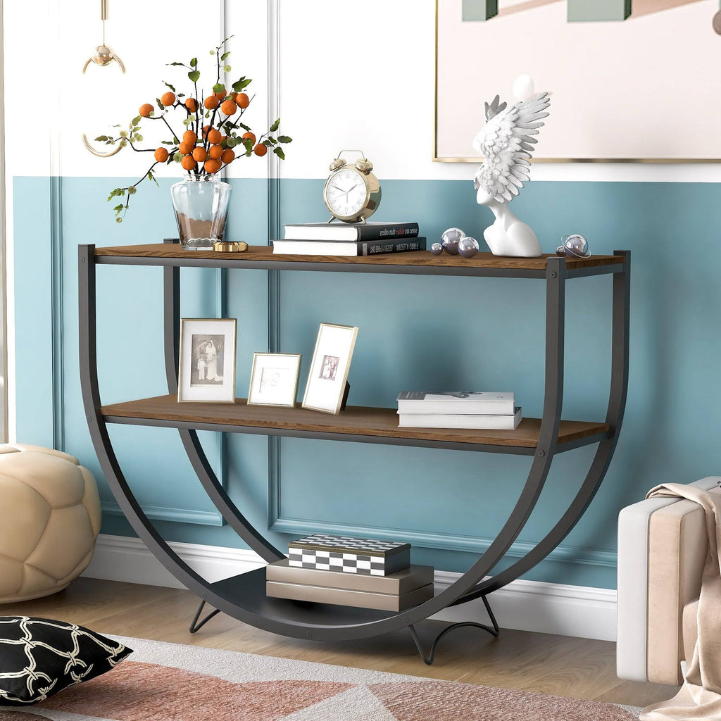 Black Distressed Wood Console Table L485