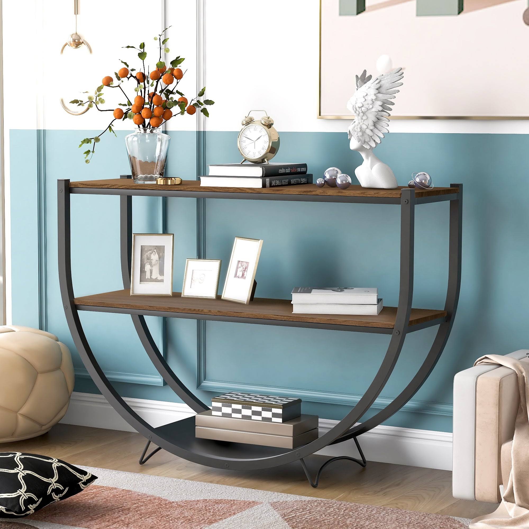 Black Distressed Wood Console Table L485