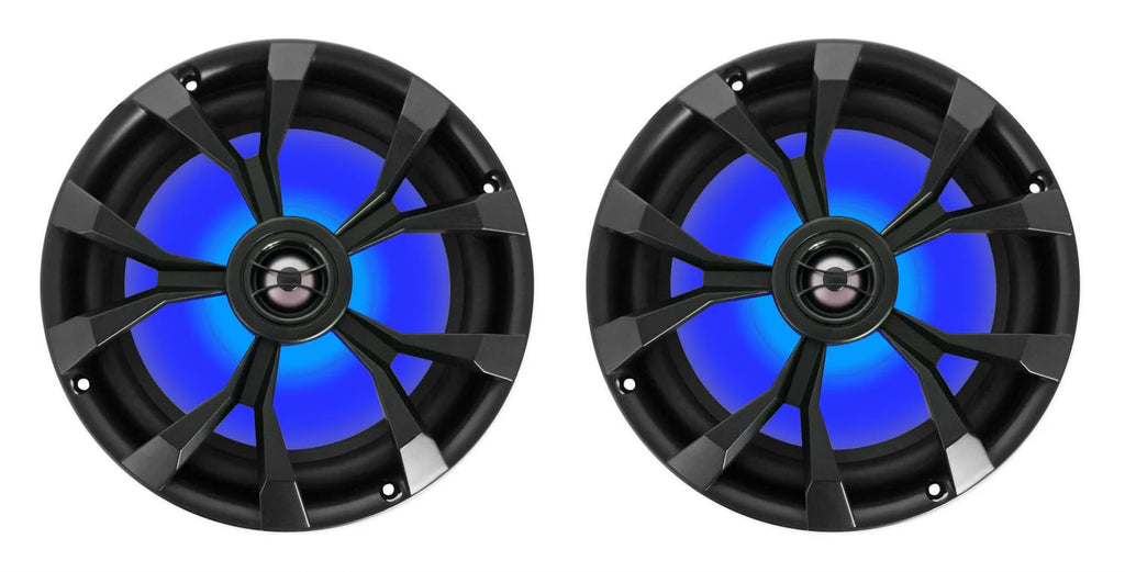 Marine Receiver with Bluetooth and 4 8" Black LED Speakers H95904