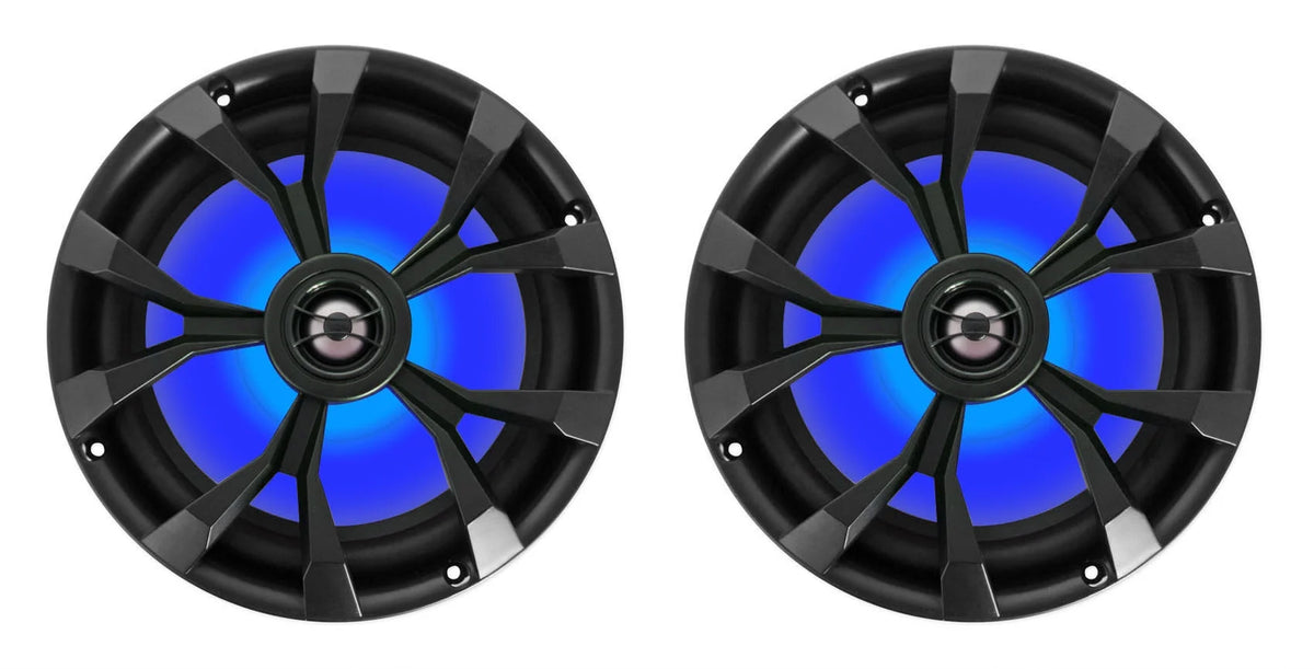 Marine Receiver with Bluetooth and 4 8" Black LED Speakers H95904