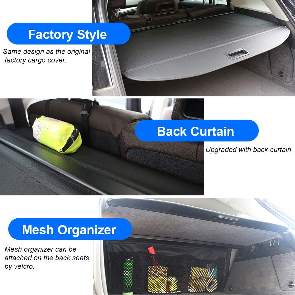 Cargo Cover Rear Trunk Retractable Security Shade Pack of 2 W97106