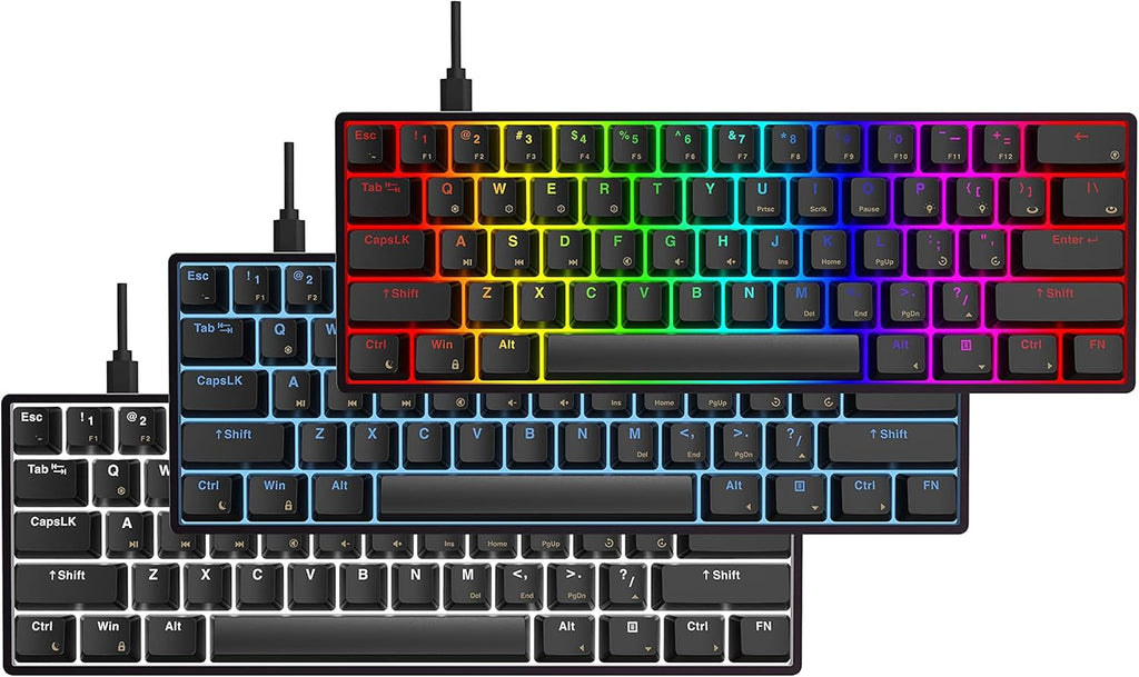 GK61 Mechanical Gaming Keyboard 61 Keys Aluminum Case PBT Keycap Hot Swappable RGB Backlight G87718