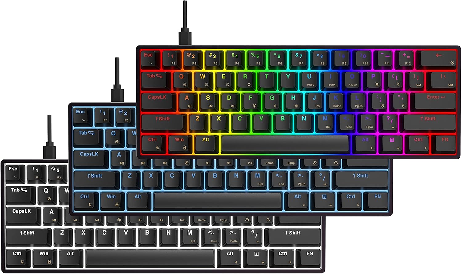 GK61 Mechanical Gaming Keyboard 61 Keys Aluminum Case PBT Keycap Hot Swappable RGB Backlight G87718