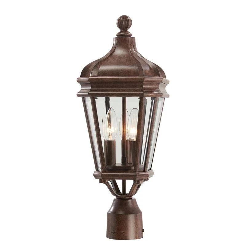3 Light Post Mount Black S575